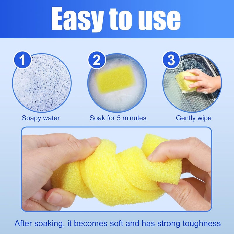 DECOHS 2 Pcs Bug Scrubber Sponge- Reusable Car Bug & Tar Remover Sponge- Car Wash Cleaning Scrub Sponges for Car Detailing (Yellow) - Image 3